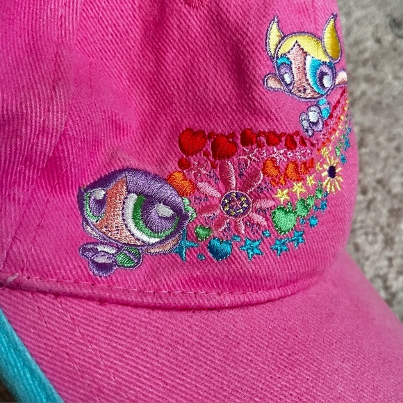 Vintage Power Puff Girls Baseball Hat Embroidered Rainbow Pink Cartoon Network - Picture 3 of 9